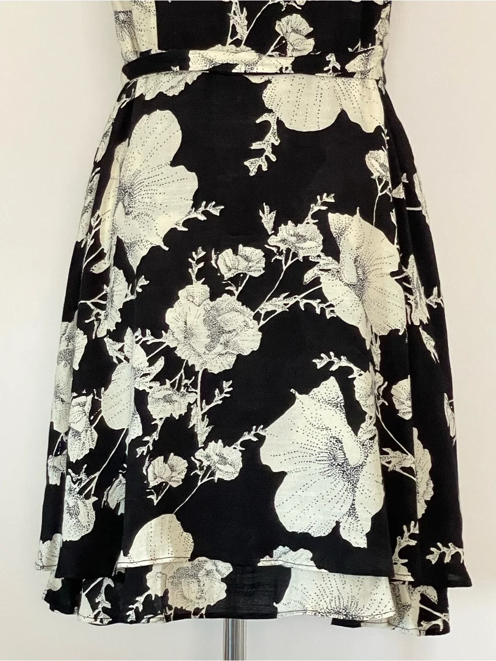 Free People French Quarter Floral Wrap Dress - Black & Cream Size Small